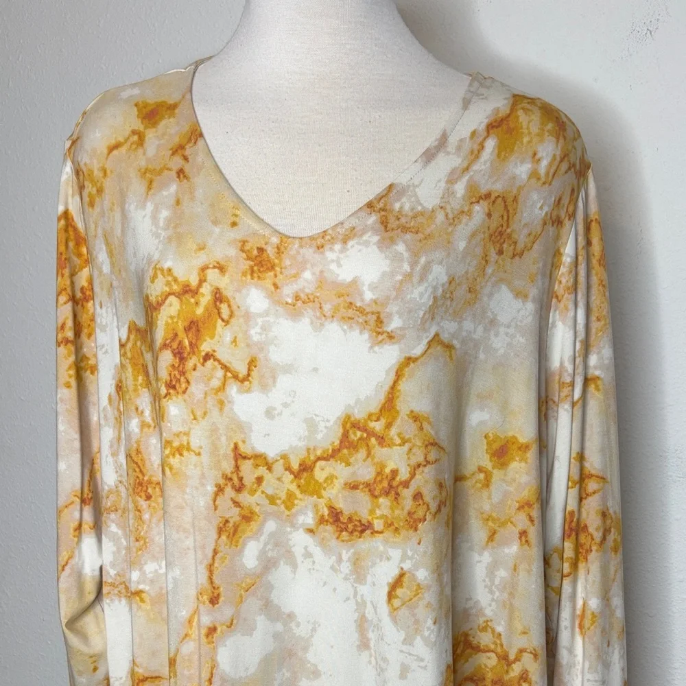 Susan Graver size 2X Cream and Orange Artistic Tunic - Picture 3 of 8